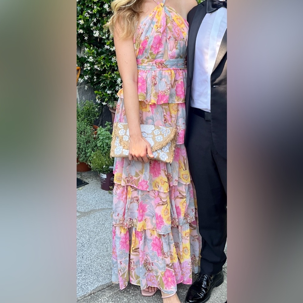 Olivaceous Pink and Yellow Floral Dress